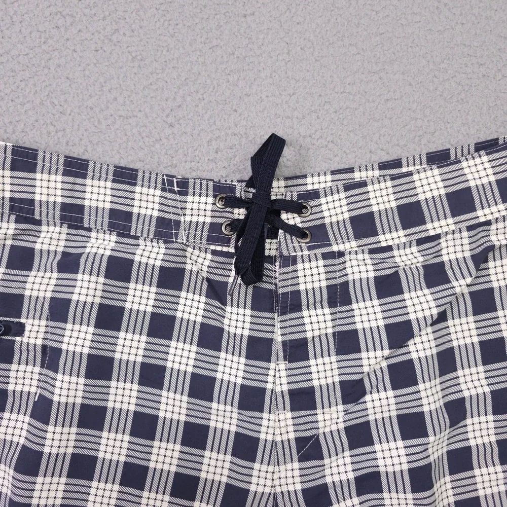 Patagonia Minimalist Wavefarer Board Shorts Men 36 Blue Plaid Swim Trunks Beach